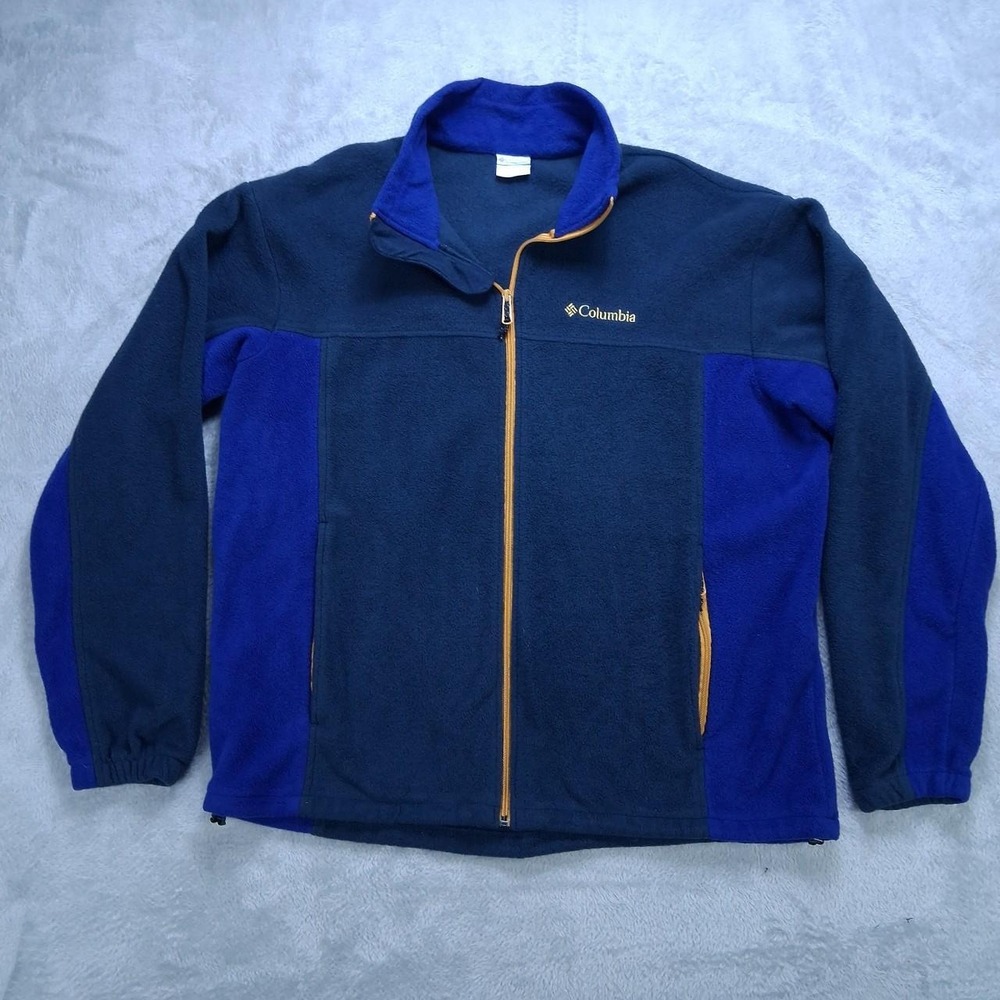 Columbia Mens Fleece Jacket XL Blue Full Zip Gorpcore Outdoor Navy Colorblock